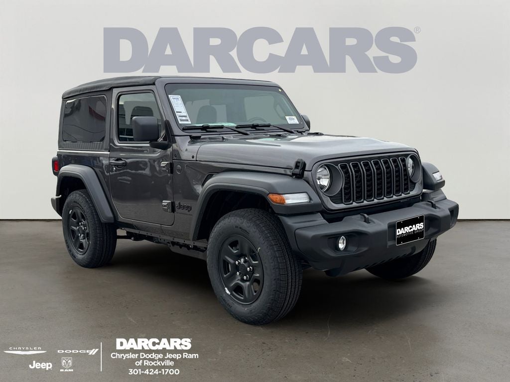 2026 Jeep Wrangler Sport in Granite Crystal Metallic Clear-Coat Exterior Paint — front three-quarter view