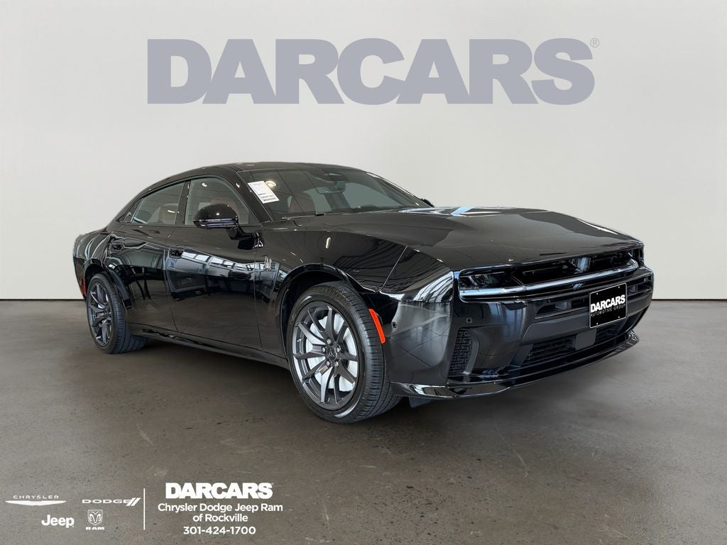2026 Dodge Charger Scat Pack Plus in Diamond Black Crystal Pearlcoat — front three-quarter view
