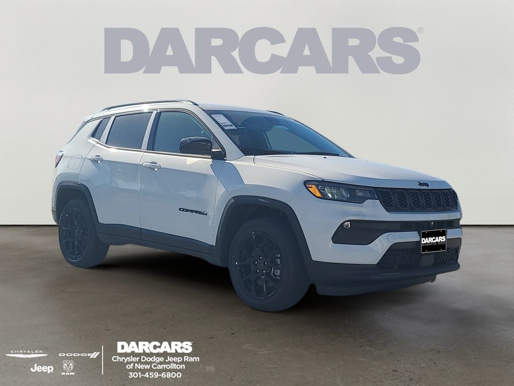 2026 Jeep Compass Latitude in Bright White Clearcoat — front three-quarter view