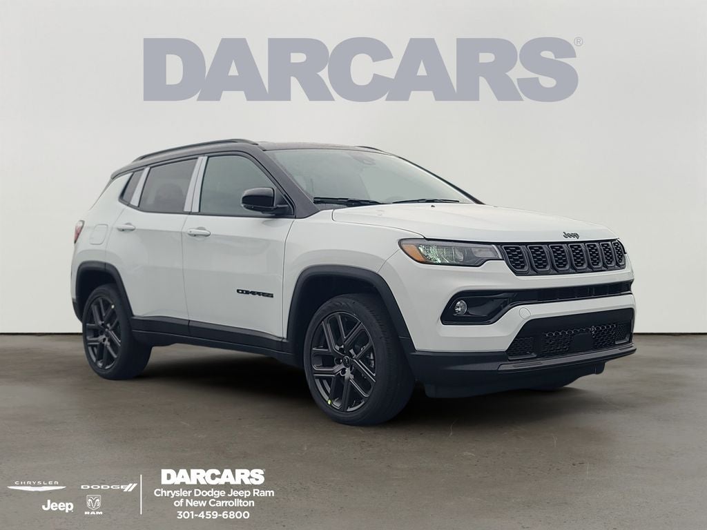 2026 Jeep Compass Limited in Bright White Clear-Coat Exterior Paint — front three-quarter view