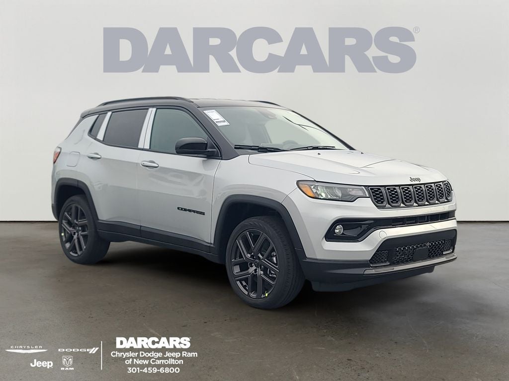 2026 Jeep Compass Limited in Silver Zynith Metallic Clear-Coat Exterior Paint — front three-quarter view