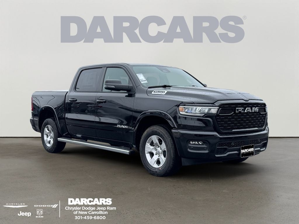 2026 RAM 1500 Big Horn/Lone Star in Diamond Black Crystal Pearl-Coat Exterior Paint — front three-quarter view