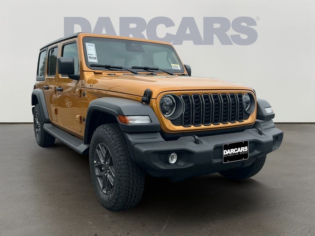 2026 Jeep Wrangler Sport S in Goldilocks Exterior Paint — front three-quarter view