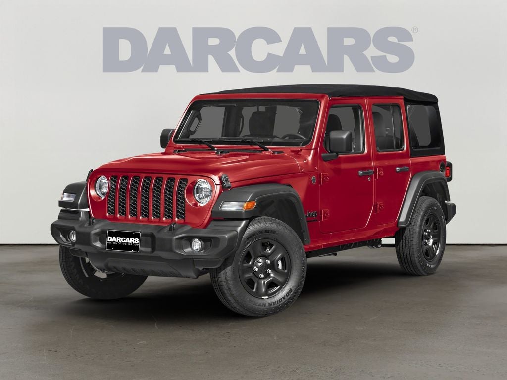 2026 Jeep Wrangler Willys in Firecracker Red Clear-Coat Exterior Paint — front three-quarter view