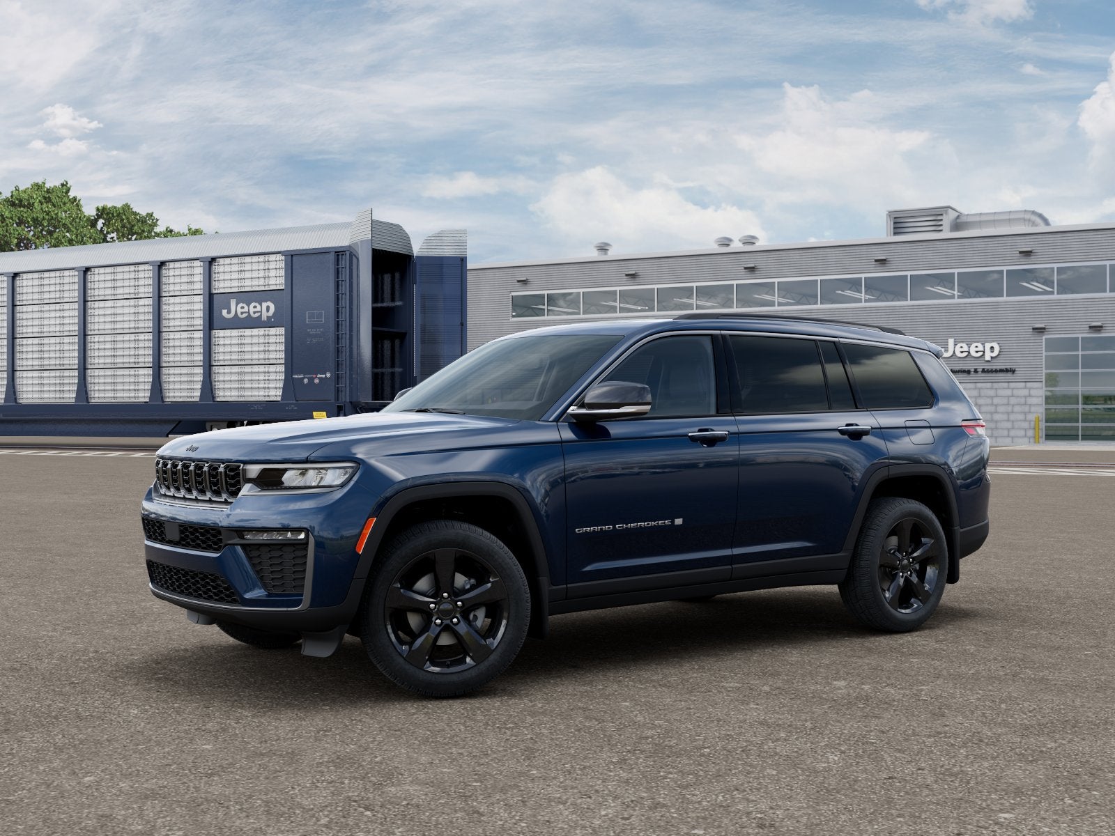 2026 Jeep Grand Cherokee L Limited in Fathom Blue Pearl-Coat Exterior Paint — front three-quarter view