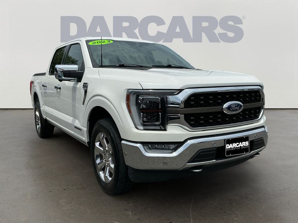 2023 Ford F-150 King Ranch in White Metallic — front three-quarter view