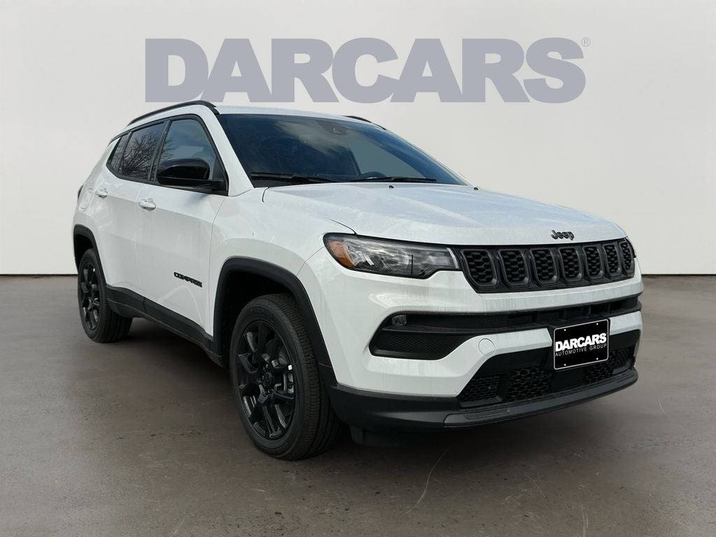 2026 Jeep Compass Latitude in Bright White Clearcoat — front three-quarter view