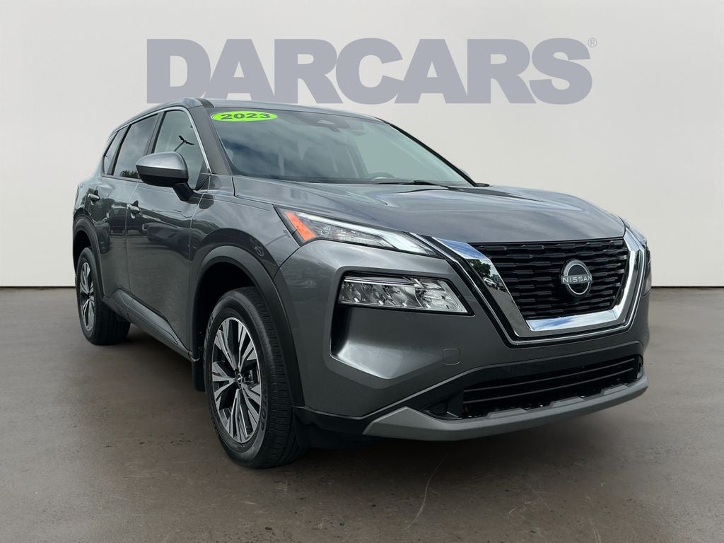 2023 Nissan Rogue SV in Gun Metallic — front three-quarter view